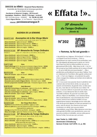 20e Dimanche du Temps Ordinaire 20e Dimanche du Temps Ordinaire
